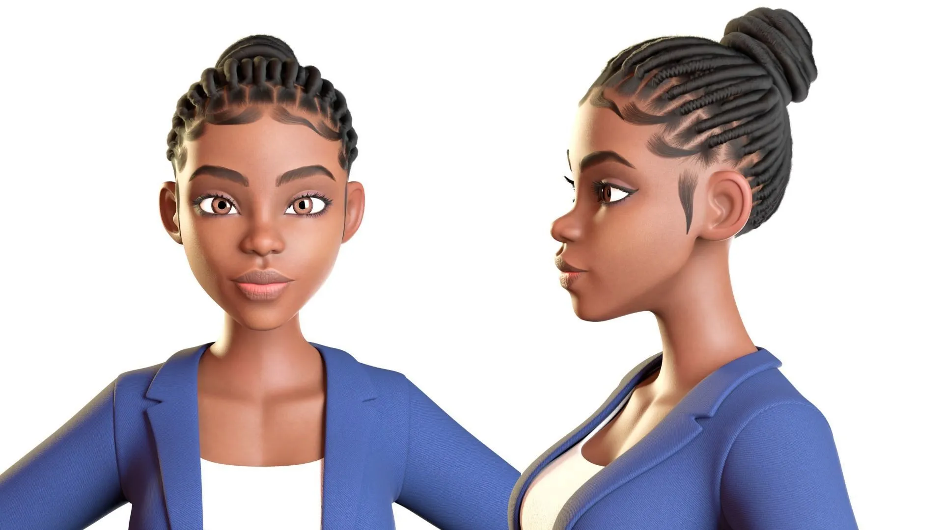 Business Female Black Woman 3D model animation preview